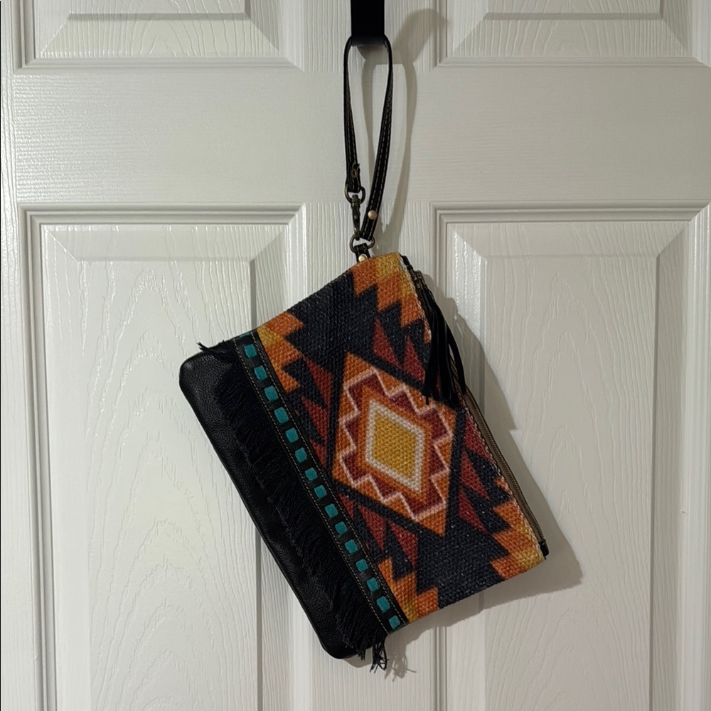 Black and Multicolor Clutch Bag